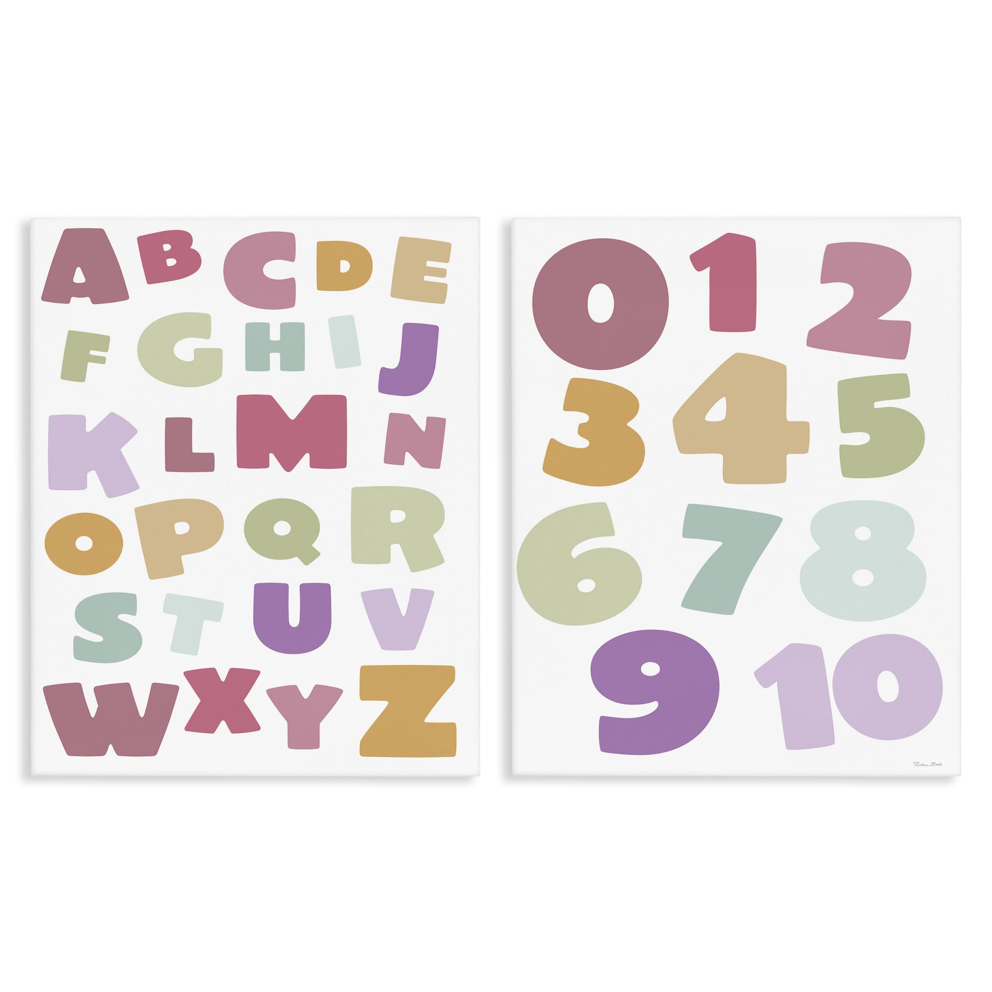 Stupell Industries 'Muted Letters & Numbers Educational', 2pc Canvas Art Set 2, 24 x 30, Ready to Hang Picture Décor, USA Made, By Artist Susan Ball