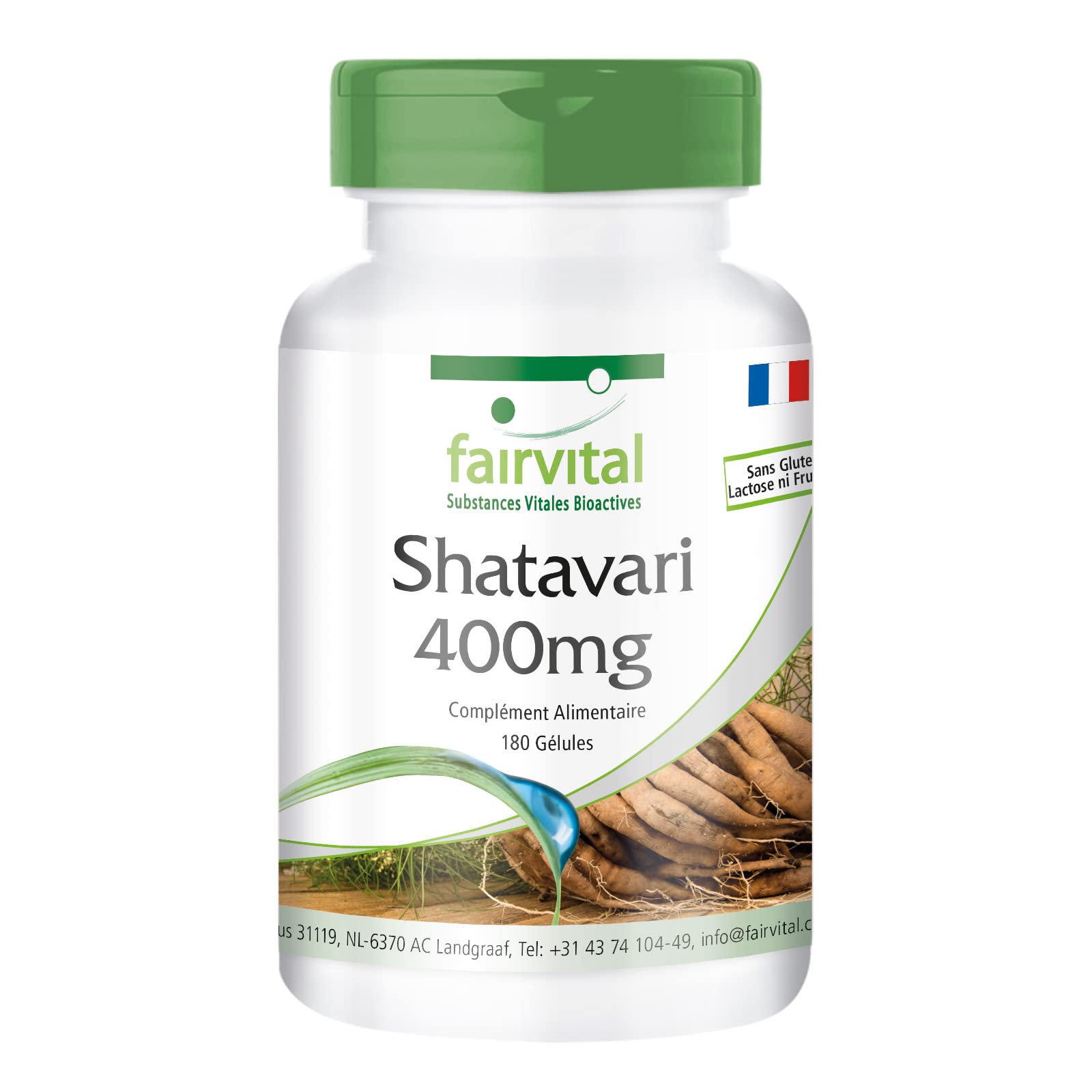 fairvital Shatavari 400mg, 180 gélules, HAUTEMENT DOSÉ, 400mg par gélule, VÉGÉTALIEN, Asparagus racemosus, asperge indienne