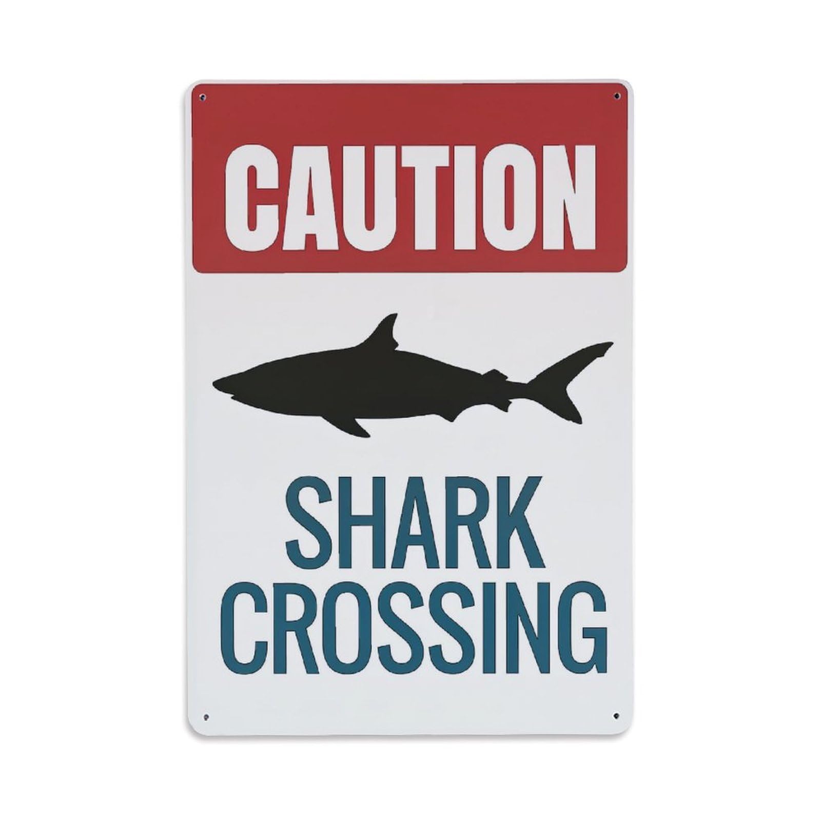 Jdfenggu Vintage Caution Shark Crossing Sign Print Retro Metal Tin Sign, Metal Poster For Bar, Home, Man Cave, Kitchen, Laundry Room Art Decor 8X12 Inch