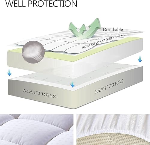 Miniatura 3 de EASELAND - Cubrecolchón de algodón, de 8 a 21 pulgadas de profundidad