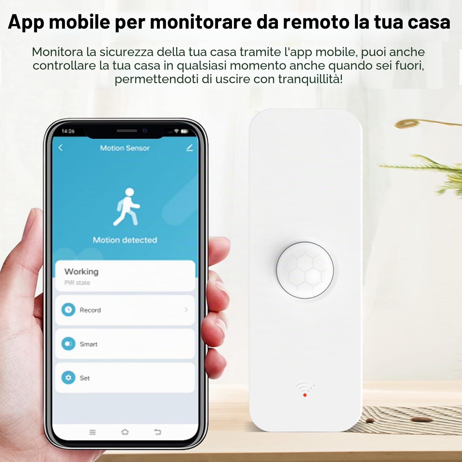 Sensore di movimento WiFi PIR: rilevatore di movimento interno intelligente con avvisi e registrazioni di notifica dell'applicazione, batteria inclusa, rilevatore di movimento a infrarossi 3 pezzi