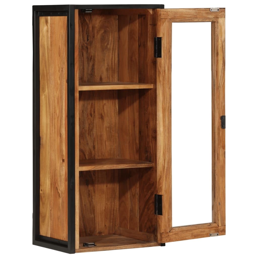 Armario de pared para baño, 40 x 30 x 90 cm, madera maciza de acacia y