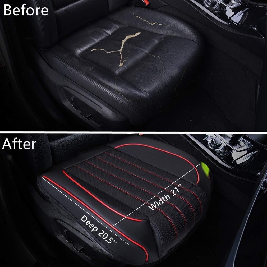 Car Seat Cover Cushion, Auto Bottom Front Driver & Passenger Seat Protector Pad with Leg Support Pillow /3D Edge Wrapping, Fit Most Sedan, Vehicles, SUV, or Van - 2PCS