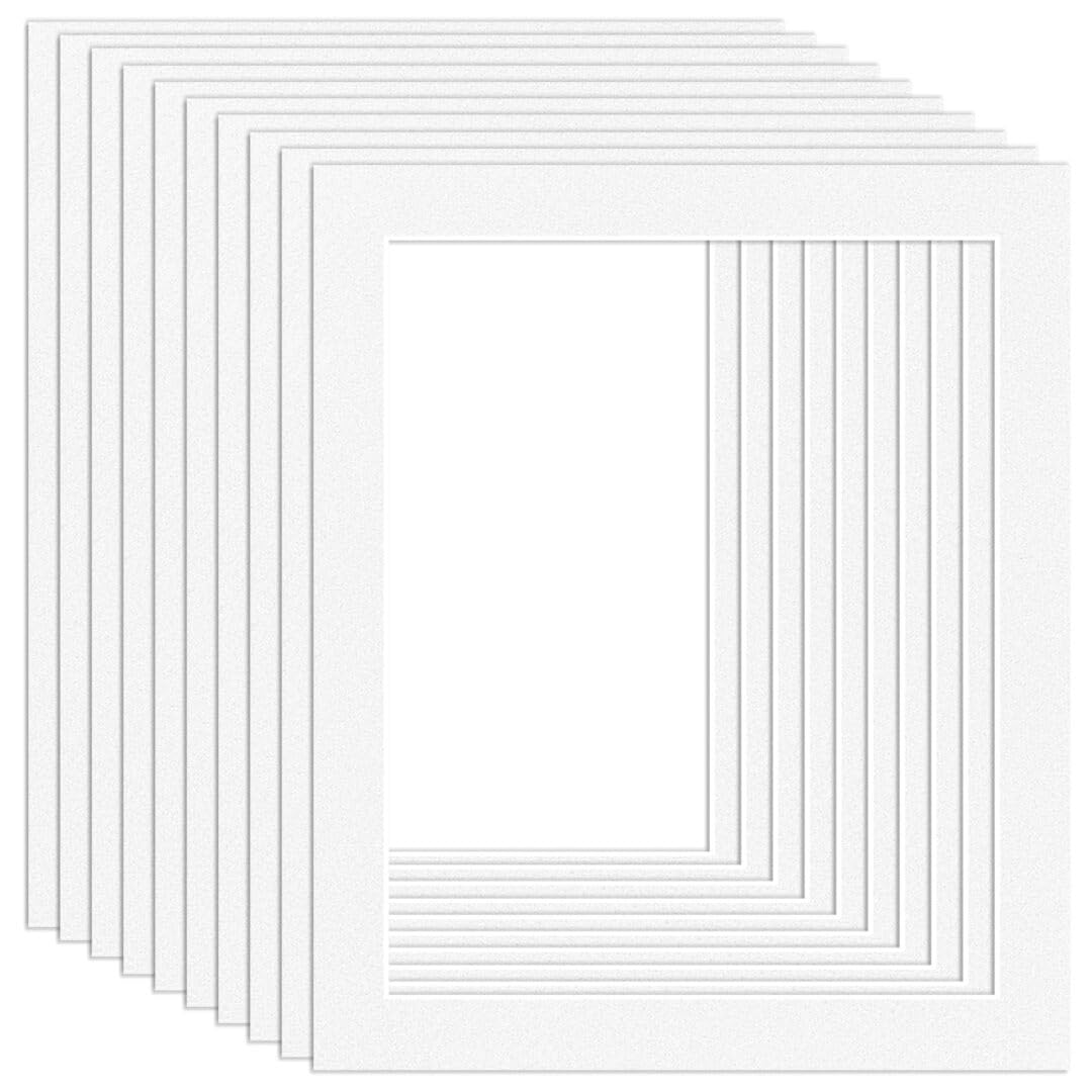Procut Global 12x10" White Picture Mounts Board to Fit 10x8" Aperture Size - Photo Mount Card Ideal for Prints, Artwork, Crafts & Certificates - Sizes & Colors Available - Pack of 10