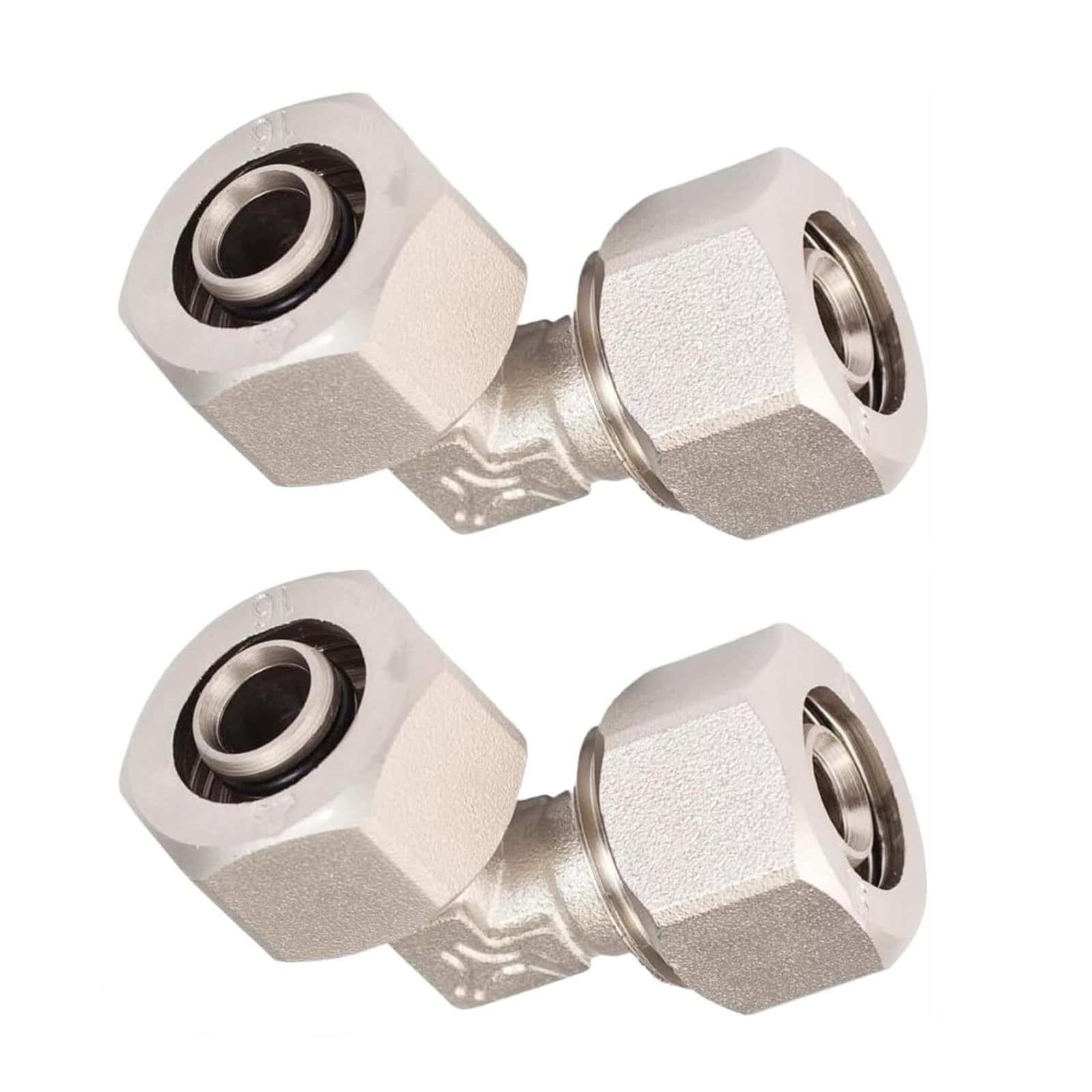 Raccord coudé pour tuyau d'air comprimé MaxLINE M8080 en laiton nickelé 1/2 pouce x2