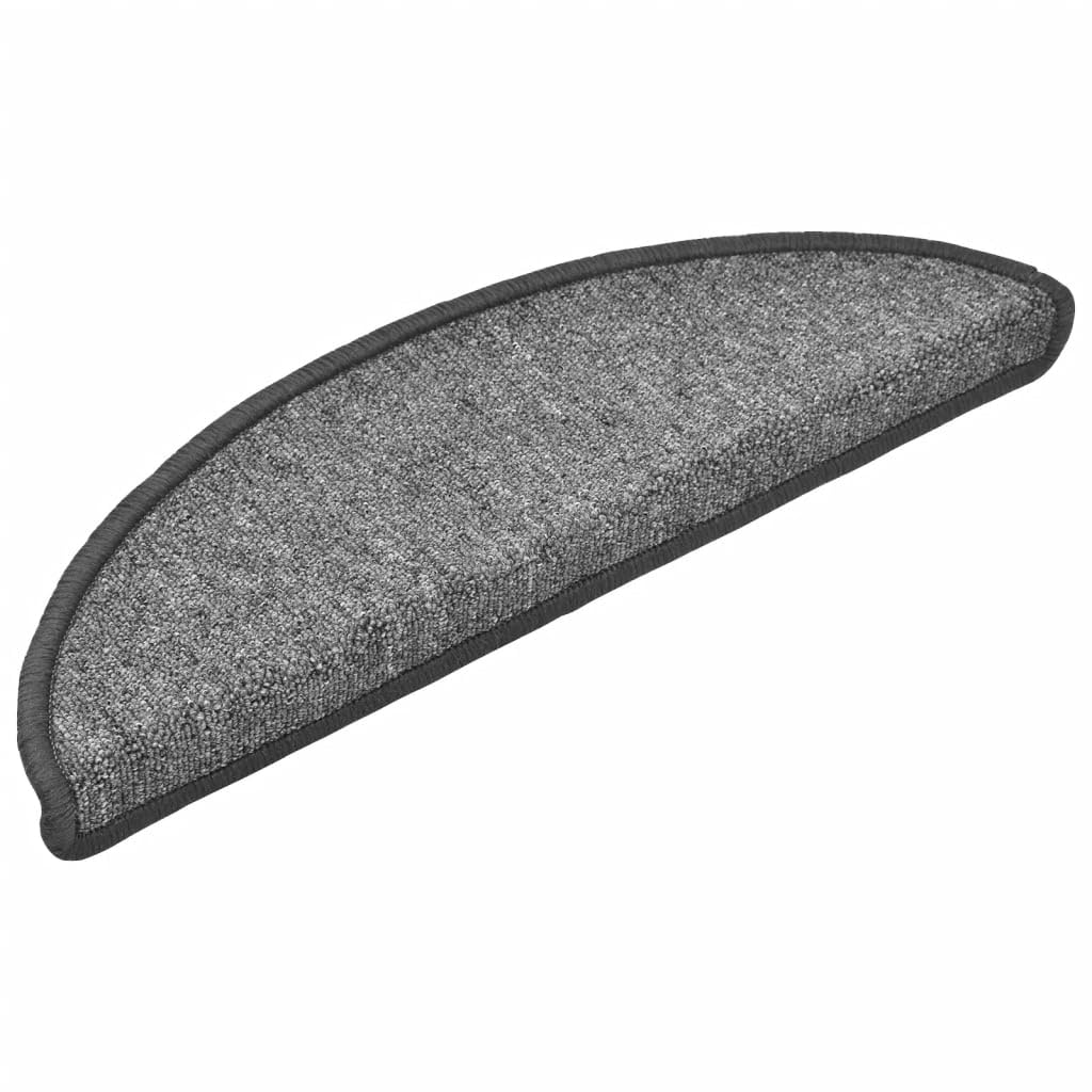 Stufenmatten 10 Stück 56x17x3 cm Dunkelgrau Halbrund Treppenstufen Matten, Teppich Innen für Treppen, rutschfest Stufenmatten Treppenteppich