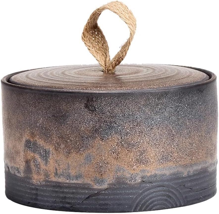 china tea tin， 12.9cm Coarse Ceramic Tea Cans Chinese Sealed Storage for Household Use