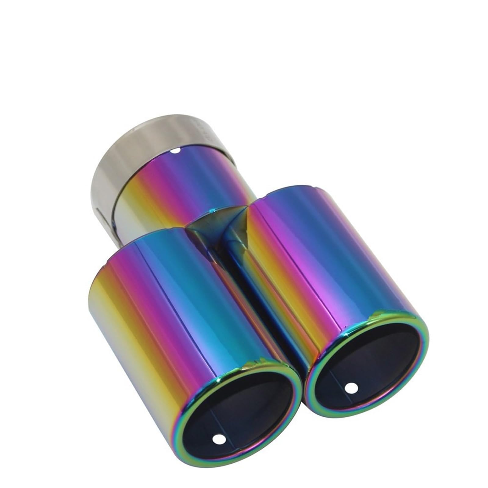 Tłumik układu wydechowego Tłumiki do stylizacji samochodów końcówka rury wydechowej płaska uniwersalna prosta stal nierdzewna wielowymiarowy tłumik z podwójnym wylotem(BLUE 51MM)
