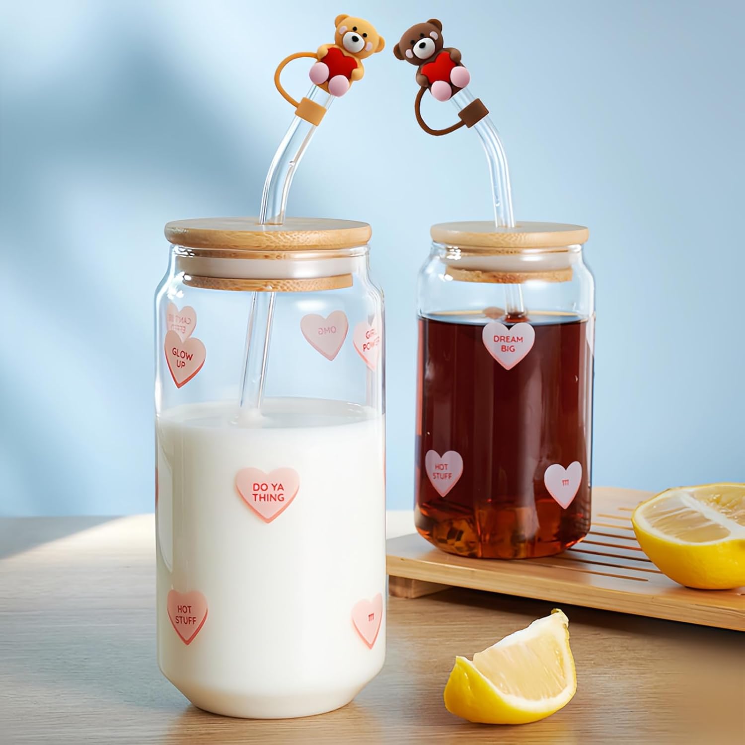 Valentinese Day Straw Cover Cap for Stanley Cup, 10mm Heart Straw Toppers Bear Heart Silicone Straw Covers Fits Stanley 30&40 Oz Tumbler Drinking Straw Tips Protectors Reusable Valentinese Party Decor - Image 5