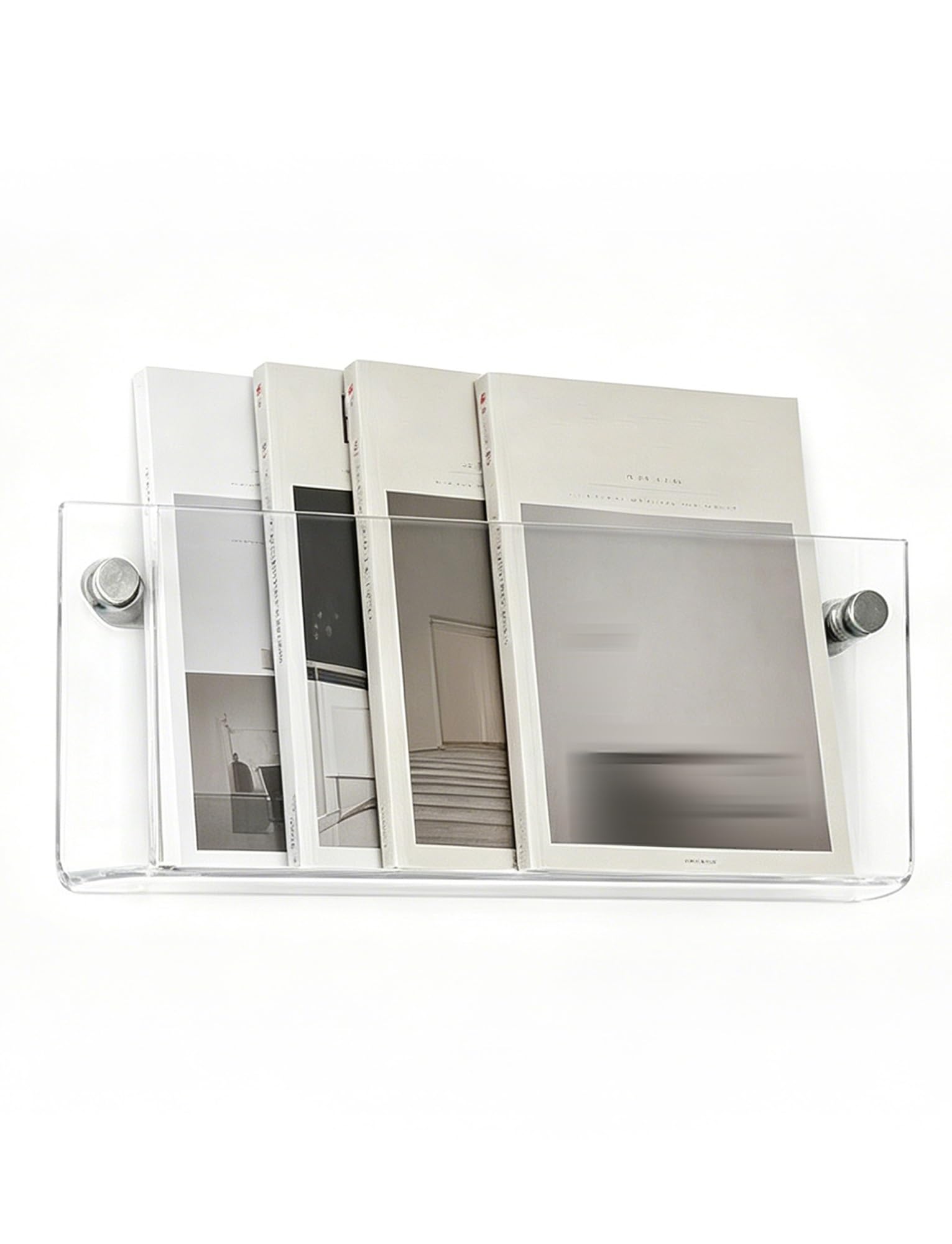 Revistero de acrílico transparente for montaje en pared, organizador de libros y archivador de pared for folletos, documentos, estante de exhibición for oficina, 2 piezas(No perforation,110cm 2piece)