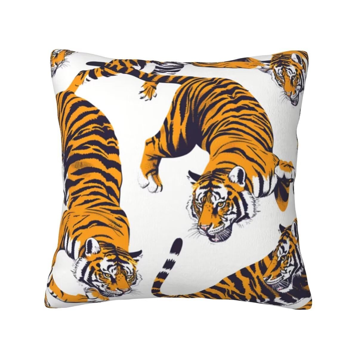 Housse de coussin tigre en velours jaune 45x45 cm lot de 2 pour décoration de canapé salon TR134