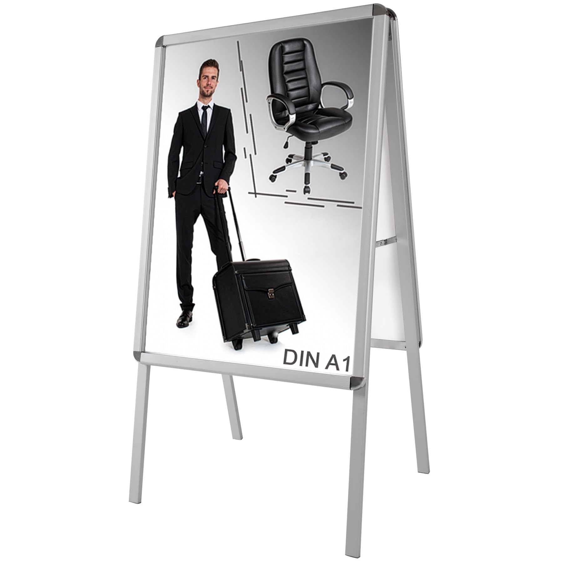 tectake® A1 Kundenstopper Outdoor, DIN A1 Plakatständer, wetterfester Aufsteller Ständer, Alu Werbeaufsteller klappbar, Wegweiser, Werbetafel für aussen, beidseitige Tafel für Plakate, inkl. 2 Folien