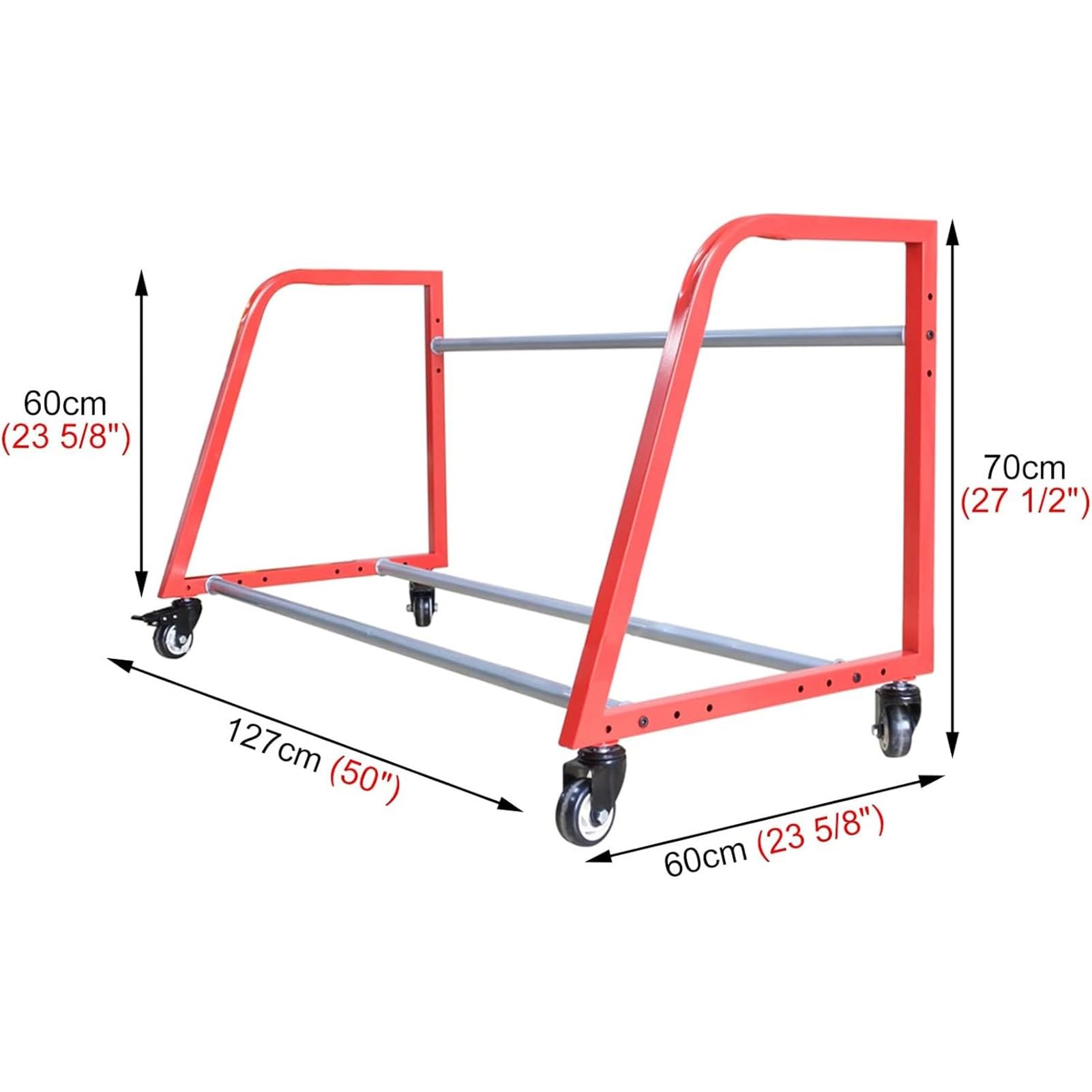XingLi Heavy Duty 4 Fat Rolling Tire Rack, Garage Floor Tire Storage Rack Painted Red, 50
