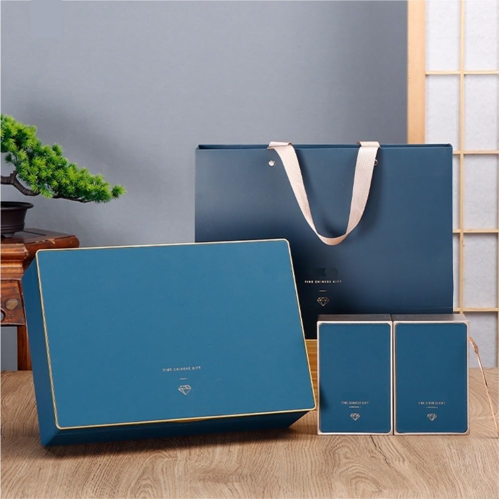 LYGSWDB Teedose, Großtee-Aufbewahrungsbehälter, Glas, versiegeltes Glas, quadratische Dose, Leere Dose, Bonbonglas, Tee-Set, Doppeldose, Geschenkbox-Set, Teedose (C)