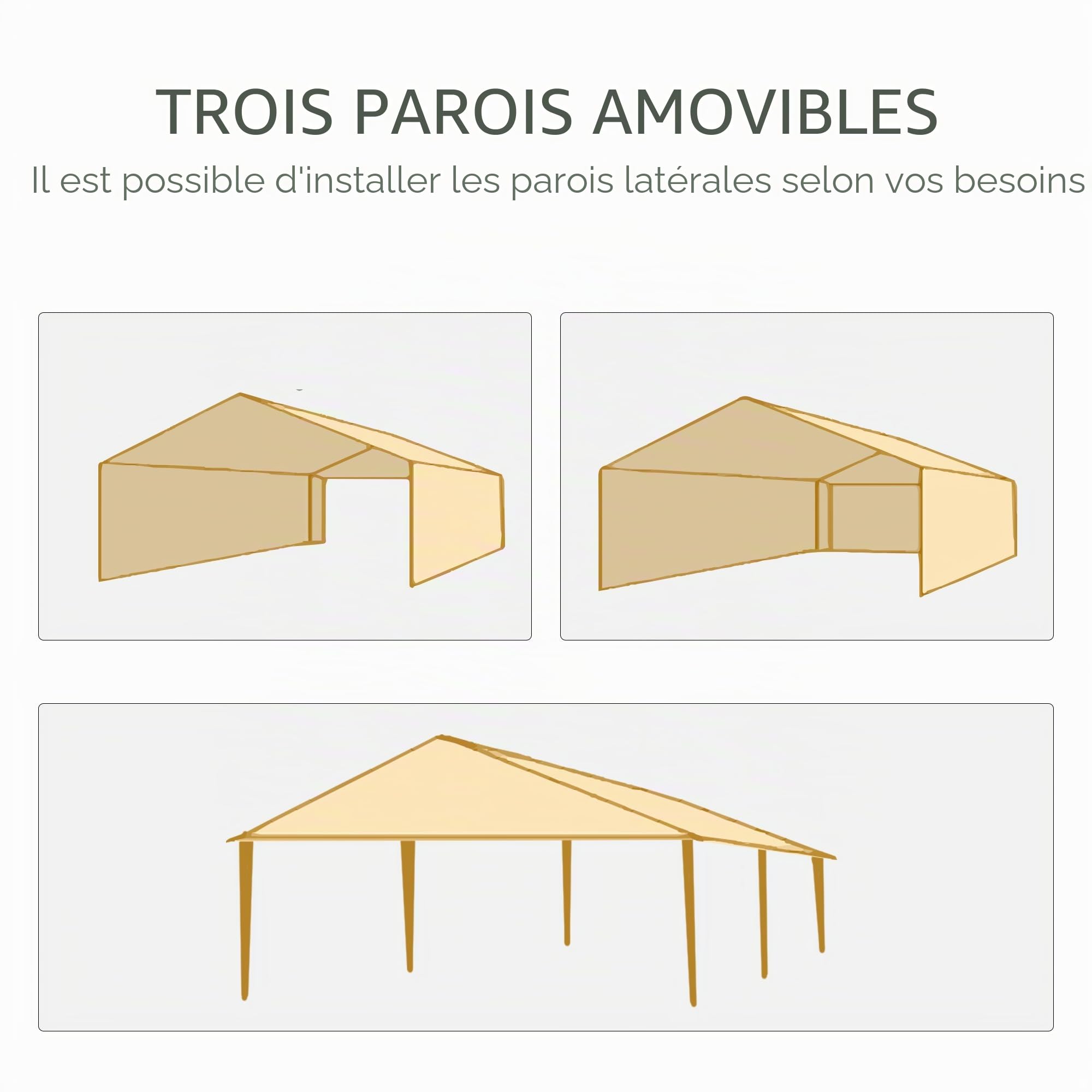 Outsunny Tonnelle de Jardin 6 x 3 m, Barnum Tente de réception avec Fenêtres et parois latérales Amovibles, en Acier et PE pour fêtes et Mariages, Vert