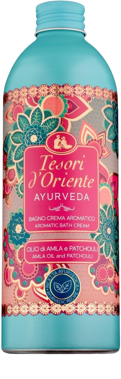 12x Tesori d'Oriente Bagno Crema Ayurveda,Schaumbäder mit Amla und Patchouli,reinigt sanft die Haut und verleiht Glanz und Geschmeidigkeit,500ml + Beni Culinari Kostenloser Schlüsselanhänger