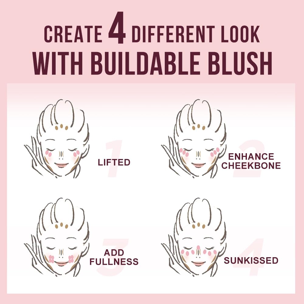 Multi-Use Makeup Cream Blush Stick, Unidollss 3-in-1 Buildable Blush Stick for Cheeks, Eyes, and Lips, Hydrating formula, All day wear, Easy Application with Thumb Puff Included (02 INFATUATION)