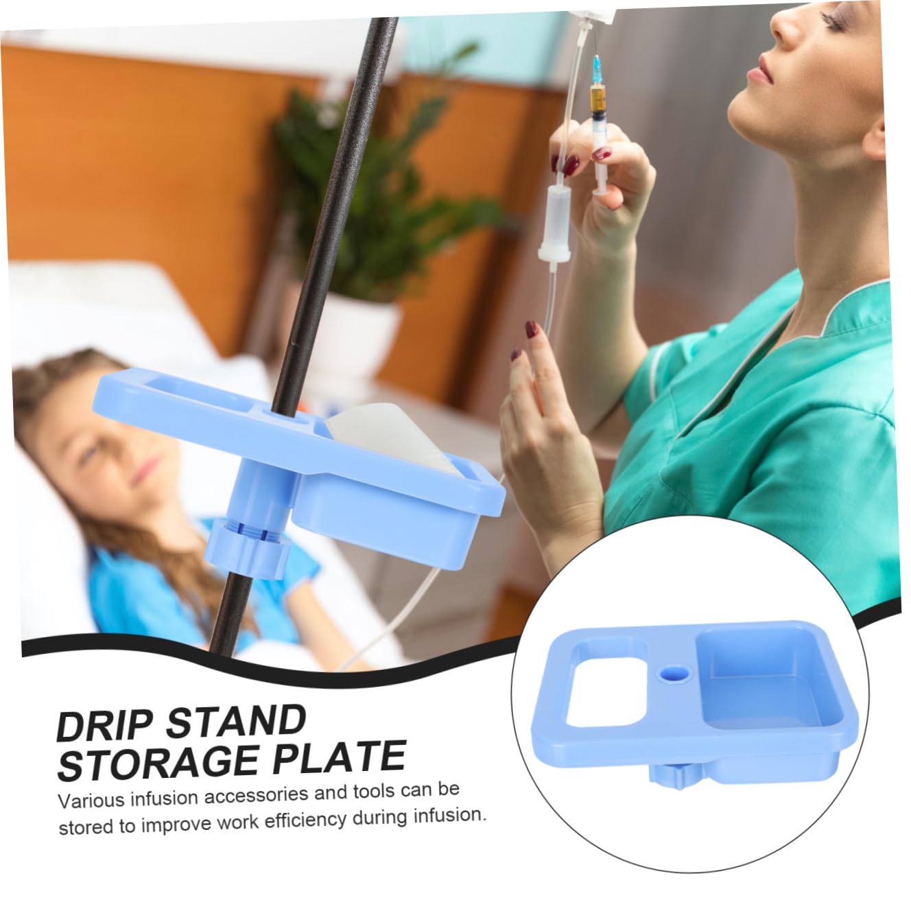SMASOLO Infusion Stand Tray Adjustable IV Stand Holder Multiple Storage Compartments for Hospital Use Plastic Drip Tray for Medicine Bottles