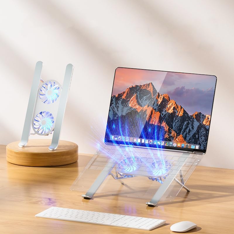 Miniatura 5 de Mayten Soporte para laptop con ventiladores de refrigeración, soporte de aluminio plegable y portátil de refrigeración ventilada, enfriador para