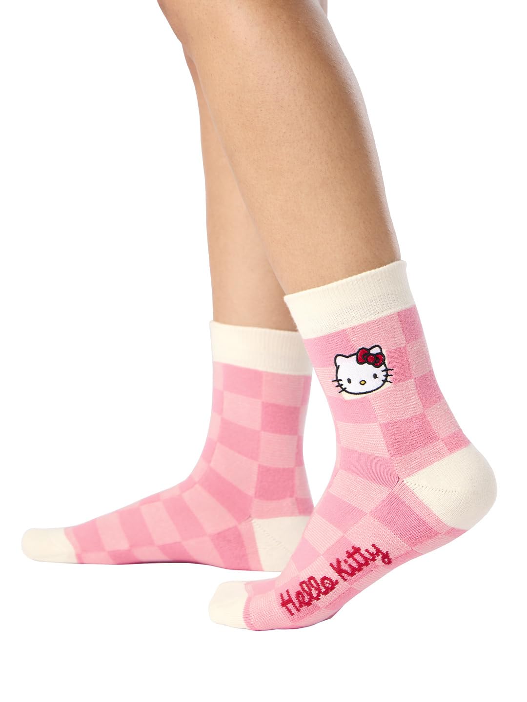 Hello Kitty: Pink Plaid Women and Girls Ankle Length Pull On Cotton Blend Socks-image-28