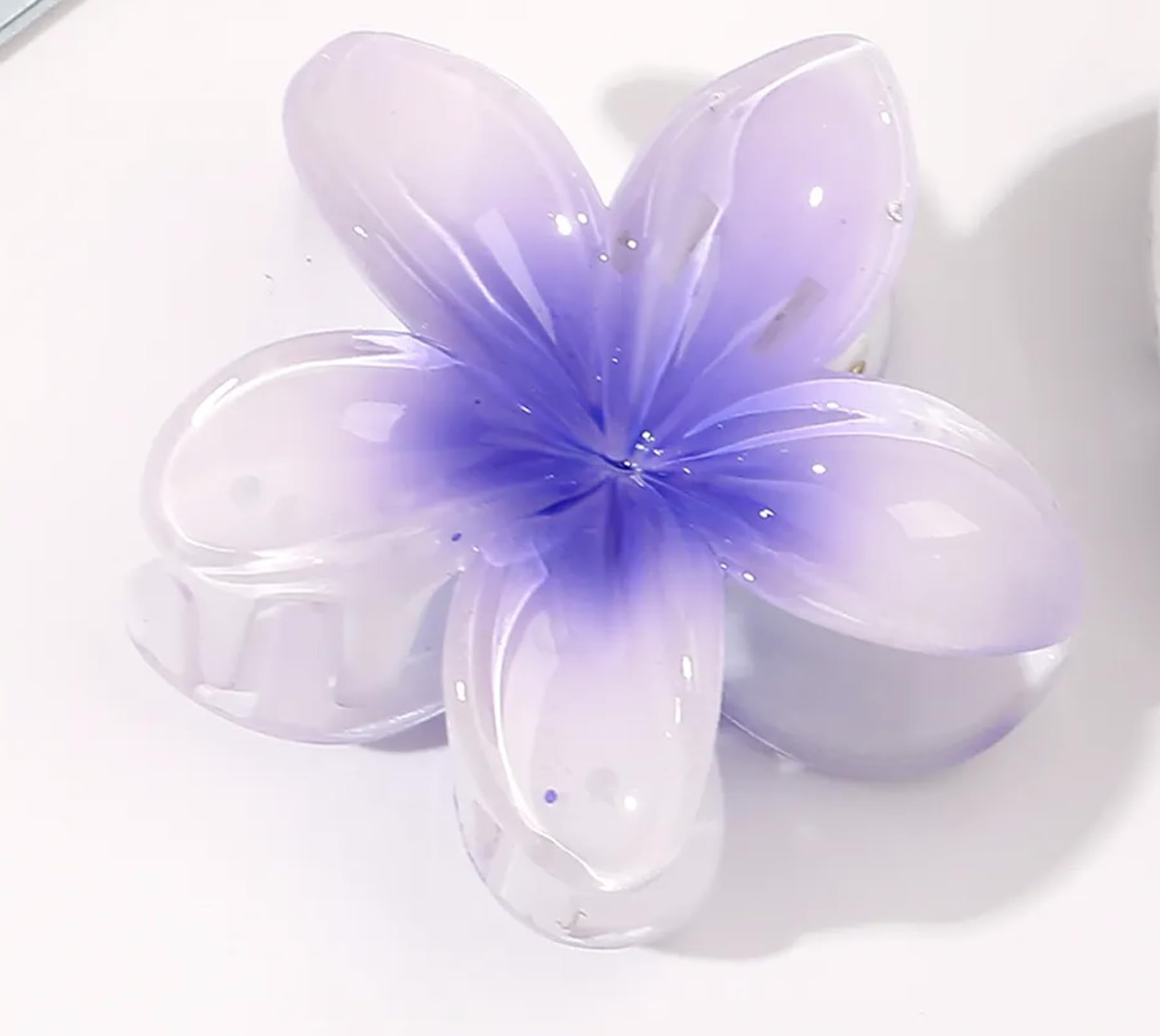 2 Adet Mor Beyaz, Lotus Saç Tokası Kadın Saç Tokası Lotus Çiçeği Toka, Büyük Boy 8 CM (Mor ve Beyaz Renk)