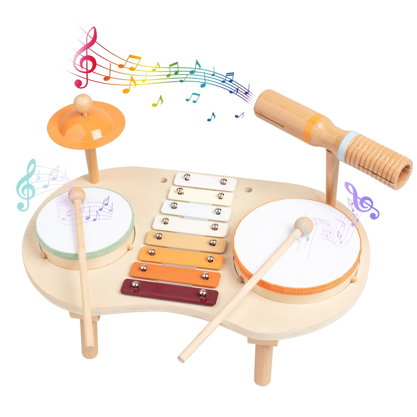 Busy edition Kids Drum Set for Toddlers, Montessori Baby Musical  Instruments Toys, Toddler Baby Drum Set, Wooden Musical Toys Xylophone  Percussion