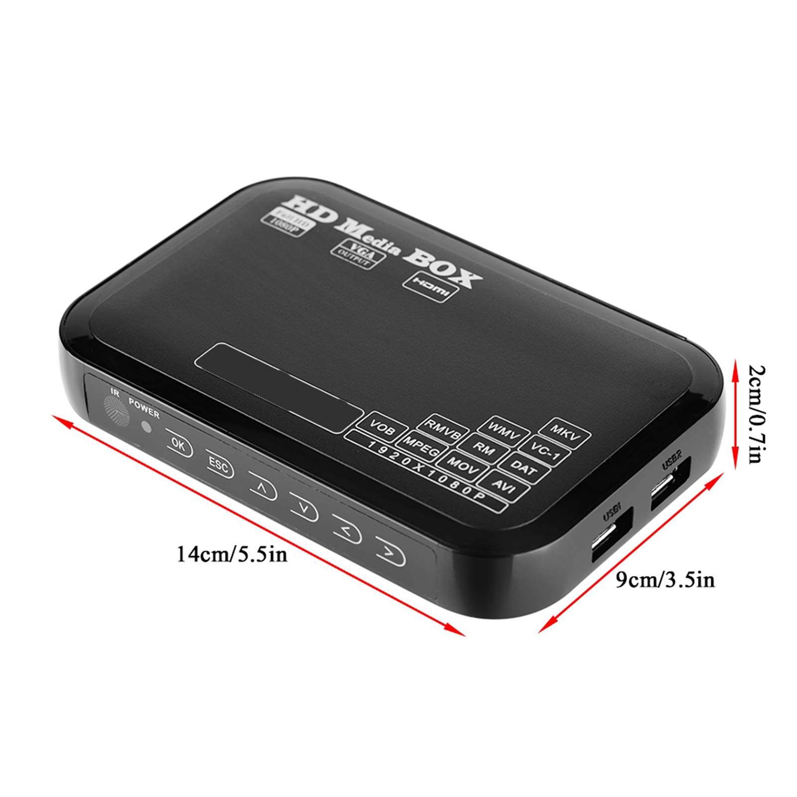 Lettore Multimediale 1080P, Mini Full HD Supporto Video MKV, AVI, MOV, FLV, WMV, Lettore Multimediale con Uscita HDMI, Alimentazione 110-240V, Spina Europea
