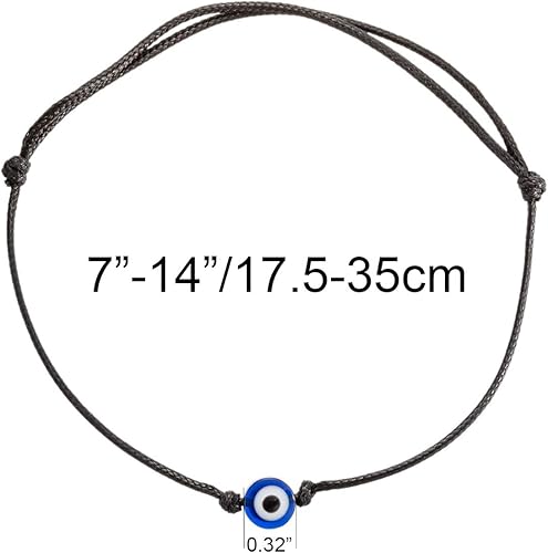 Miniatura 2 de 2 tobilleras de mal de ojo para mujeres y hombres, hechas a mano con cuerda de cera, pulseras de tobillo para mujer, joyería minimalista