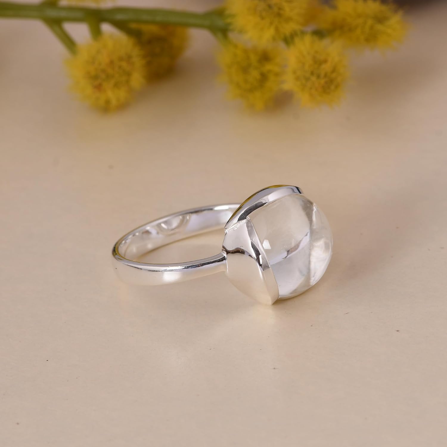 Delicate Natural Crystal Quartz Ring in 925 Sterling Silver Ring, Gemstone Ring Engagement, Unique Jewelry Gift for Women