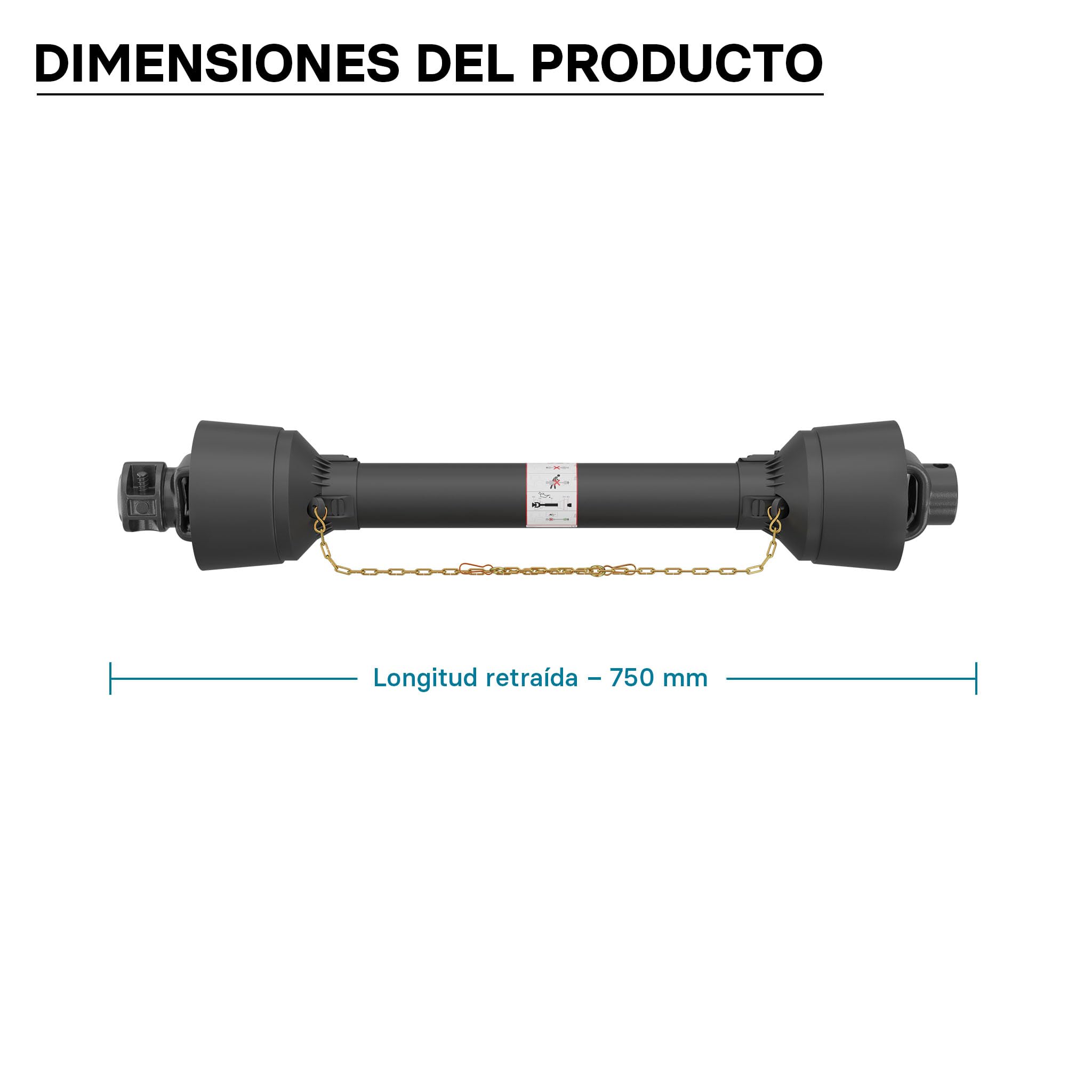 WilTec Toma de Fuerza T2 Eje transmisión cardán 750mm 270Nm 540rpm PTO 23kW (31CV) 2X 1 3/8" 6 Dientes — view 7
