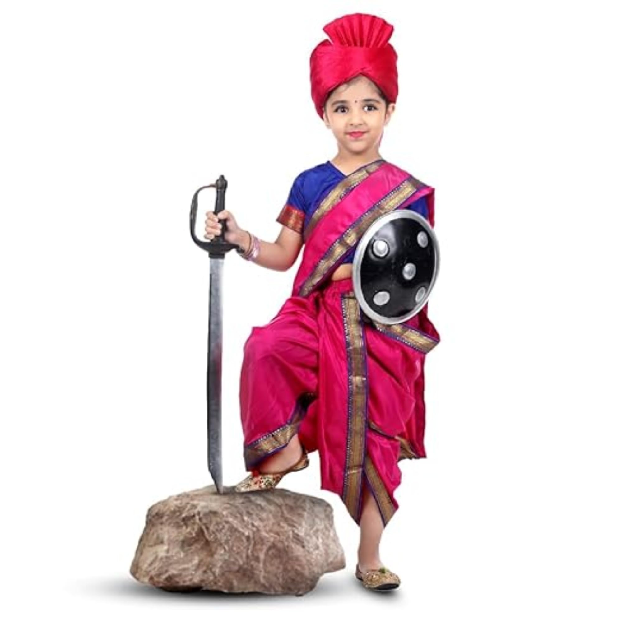 Rani Laksmi Bai Dress for Girls Kids Costume With Complete Accessories Jhansi Ki Rani Freedom Fighter & National Hero Costume-image-20