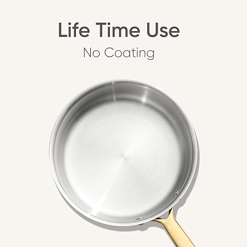 Miniatura 5 de CAROTE Cacerola de acero inoxidable de 2 cuartos de galón, utensilios de cocina no tóxicos con tapas, capa exterior de cerámica, olla de cocina