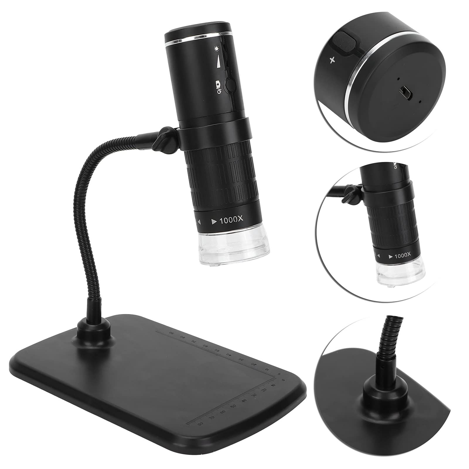 Pongnas Mini-Vergrößerungsmikroskopie, Tragbares Tragbares, Flexibles WLAN-Digitalmikroskop, 50-1000-fache Kamera mit 8 LED-Leuchten, 1080P HD-Pixel Zur Beobachtung