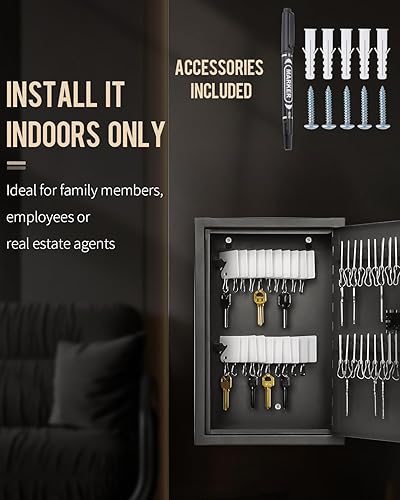 Miniatura 7 de Uniclife Gabinete de llaves ranurado de 40 posiciones con cerradura de combinación reiniciable, caja de almacenamiento de seguridad digital negra