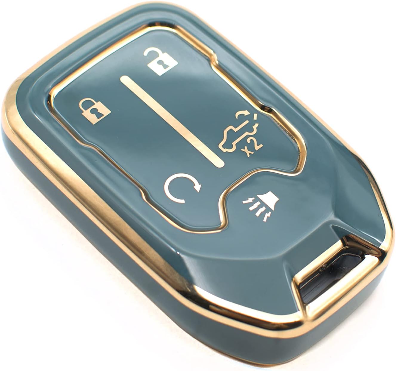 FEYOUN Key Fob Cover Compatible with Chevy Chevrolet Silverado GMC Sierra 1500 2500 3500 HD Limited Smart 5 Buttons TPU Remote Keyless Key Fob Case Protection Shell Accessories, Blue Gray