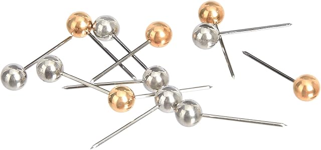 Amazon Basics Map Push Pins, Plastic Head, Steel Point, Gold & Silver, 400-Count