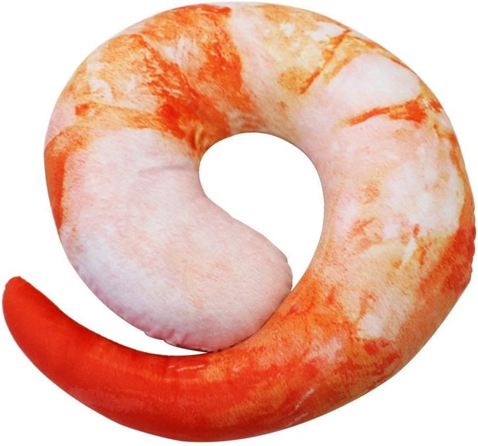 sac taske （サク タスケ） リアル 首枕 おもしろ ネックピロー 3D 座椅子 クッション お昼寝 (ぷりぷり 甘エビ)