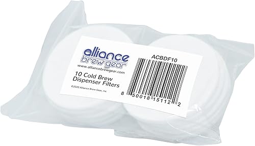 Alliance Brew Gear Filtro dispensador de café frío, paquete de 10, blanco natural, un tamaño estándar (2 pulgadas)