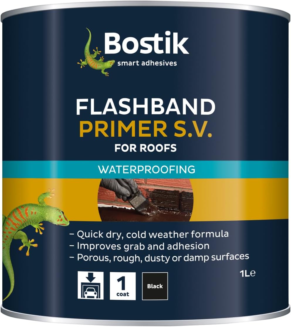 Bostik Flashband Primer S.V. for Roofs, Primer for Flashing Tape Black - 1L - Improves Grab and Adhesion