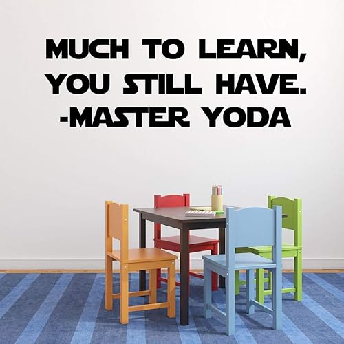 Yoda Wall Quote Vinyl Decal for Baby Nursery, Boy or Girl Bedroom, School Classroom, or Playroom  'Much to Learn You Still Have' Lettering  Small,