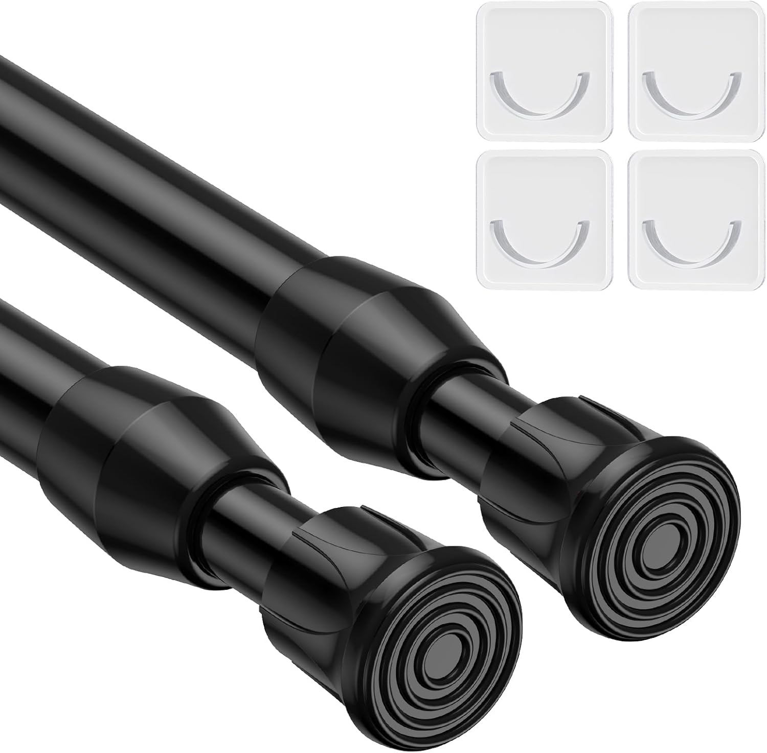 2pcs Shower Curtain Rod 44-77 inch Black Tension Rod Shower rod Non Slip Tension Curtain Rod Adjustable Curtain Rods No Drilling Shower Rods for Bathroom Windows Closet
