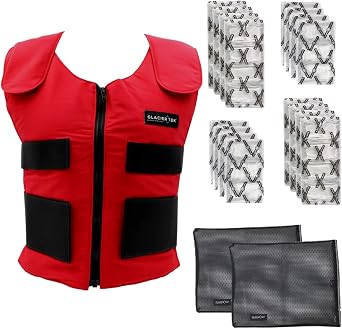 Mens Cooling Vest Bundle, with 8 Cold Packs, Plus Spare Pack Set, Stay Cool 59 Degrees, Recharges in 30 Minutes