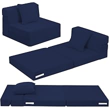 MeMoreCool Kids Folding Sofa, Corduroy Futon Chair, Floor Mattress, Beige
