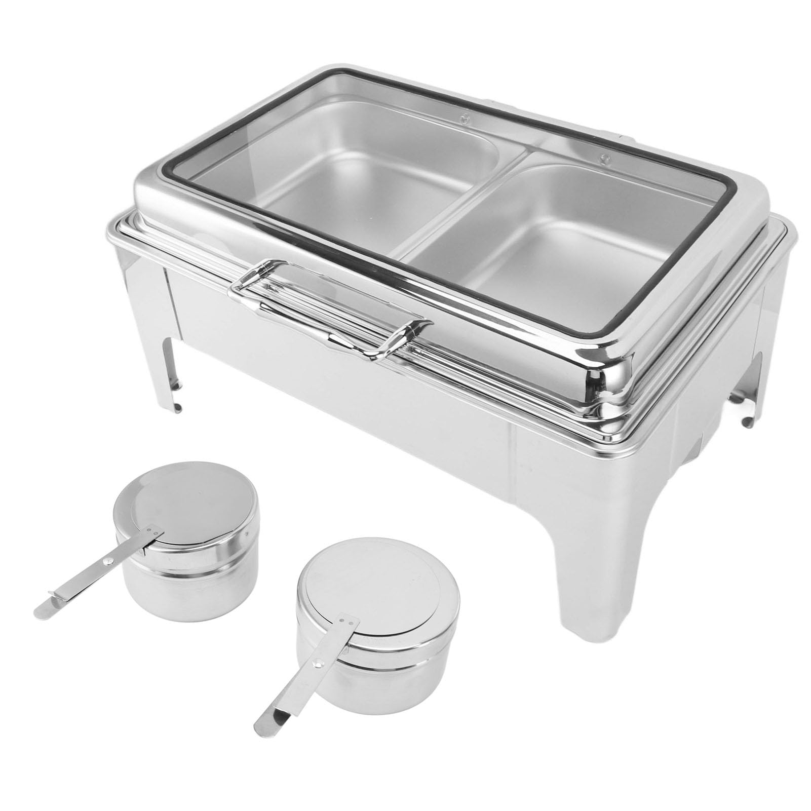 Stal Nierdzewna -chafet -Buffet Zestaw Serwerów, 9L Buffet Płyty otworają (2 przedziały)