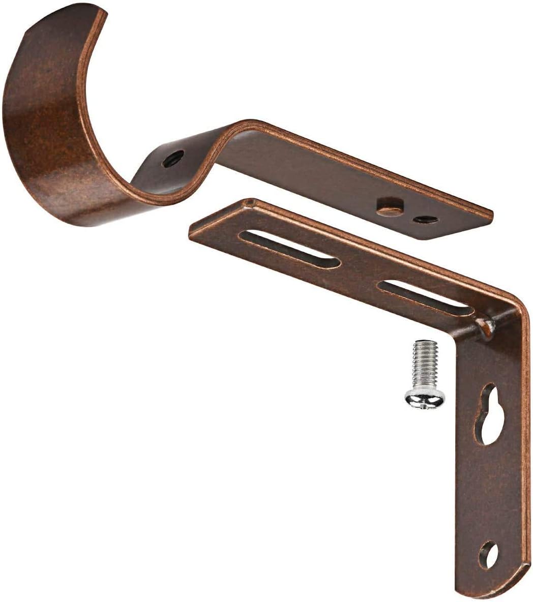 Curtain Rod Bracket Set of 4 for 1 Or 1 1/8 Inch Rods, Adjustable - Coffee