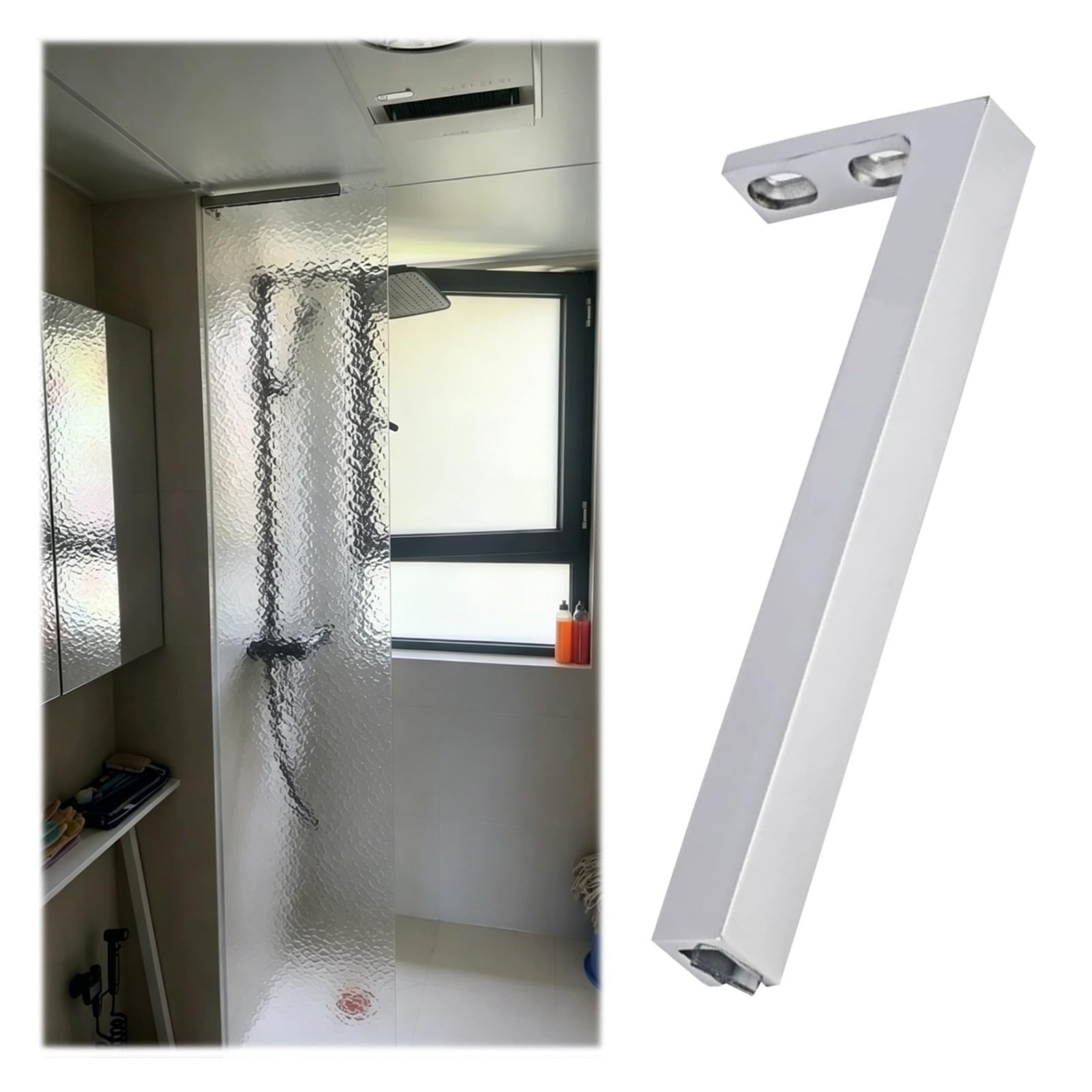 Barre stabilisatrice de douche en verre premium, support robuste pour paroi sans cadre moderne