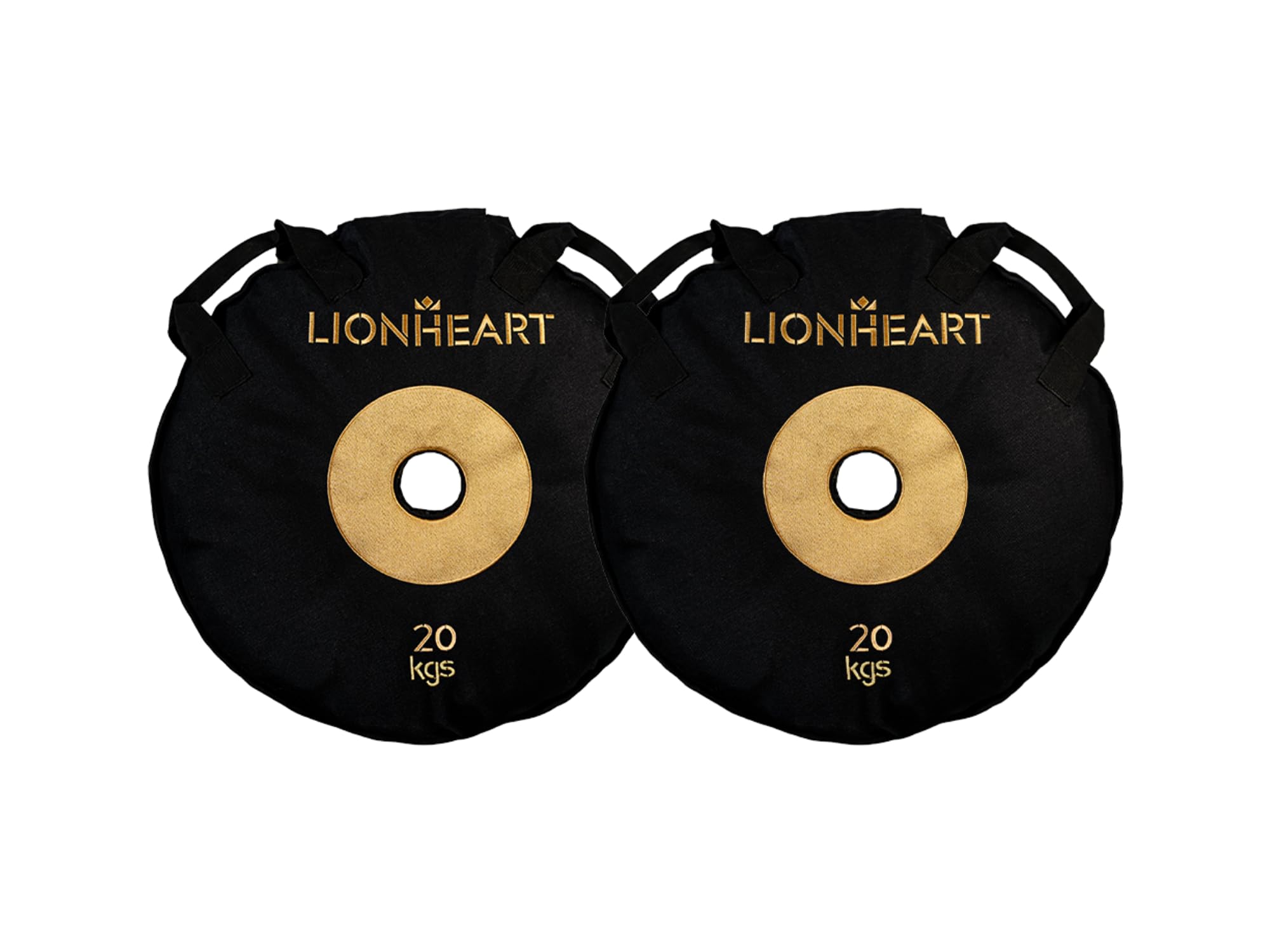 Lionheart Sand Bag Weight Plates Set | Sandbags for Working Out | Home Gym Bumper Plates | Travel-Friendly Sandbag for Fitness & Weight Training | Unfilled 5, 10, 15, 20 Kg (Set of 2) (Black, 20 Kg)