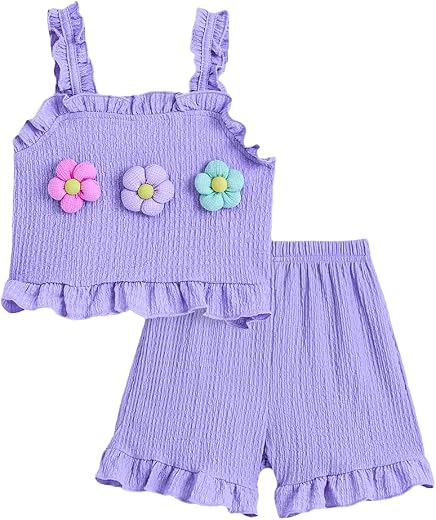 Hopscotch Girls Polyester Printed Sleeveless Embellished Short Set