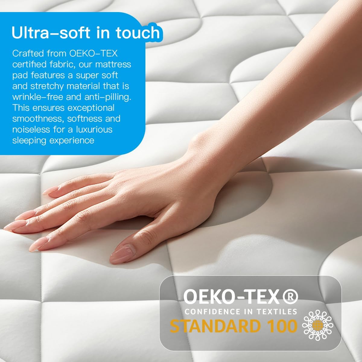 Cooling Mattress Topper Queen Size - Pillow Top Mattress Pad for Hot Sleepers - Breathable Ultra Soft Mattresses Protector with 8-21 Inch Deep Pocket (60x80 inch, Pearl White)