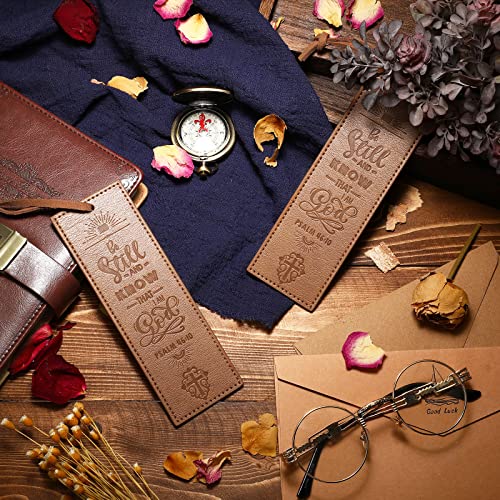 2 Pieces Christian Leather Bookmark Christian Faux Leather Bookmark Inspirational Bible Verse Quote Bookmark With Cord Tassel Religious Motivational Christian Bookmark For Women Men Father Day #TOP2